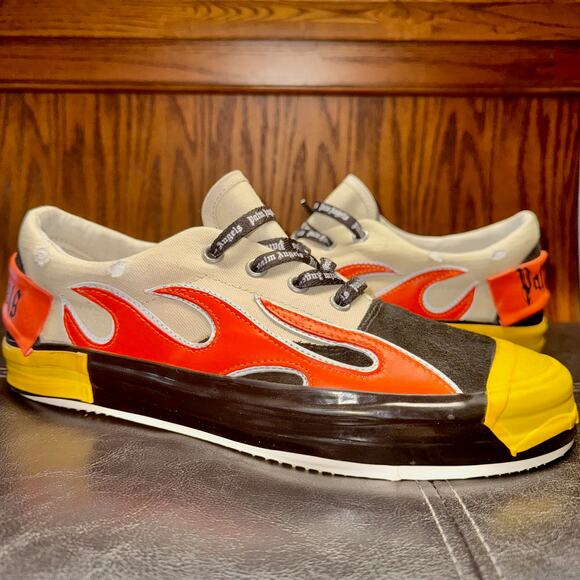 Palm Angels Men's Multicolor Low Top Canvas Scarpa Flame Shoes - Size 41 NWOT - Picture 3 of 12
